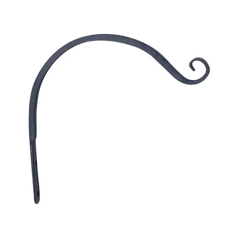 Black Wrought Iron 12 Inch Curved Forged Plant Hook