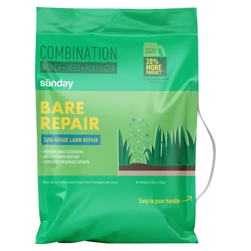 Bare Repair Tall Fescue Grass Seed Fertilizer Mulch 4.5 Lb Sun Shade