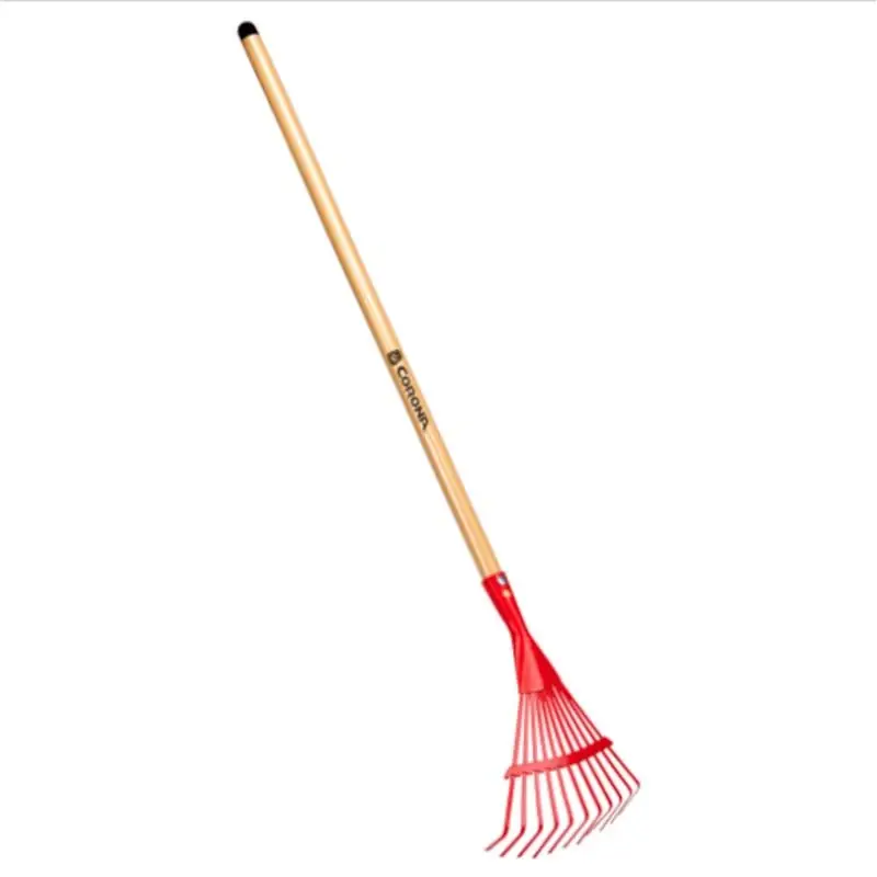 38.39 Inch 11 Tine Metal Kids Rake With Wood Handle
