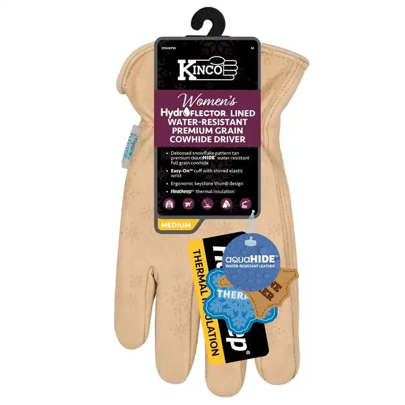 Hydroflector Women‘s Medium Cowhide Leather Lined Tan Gloves