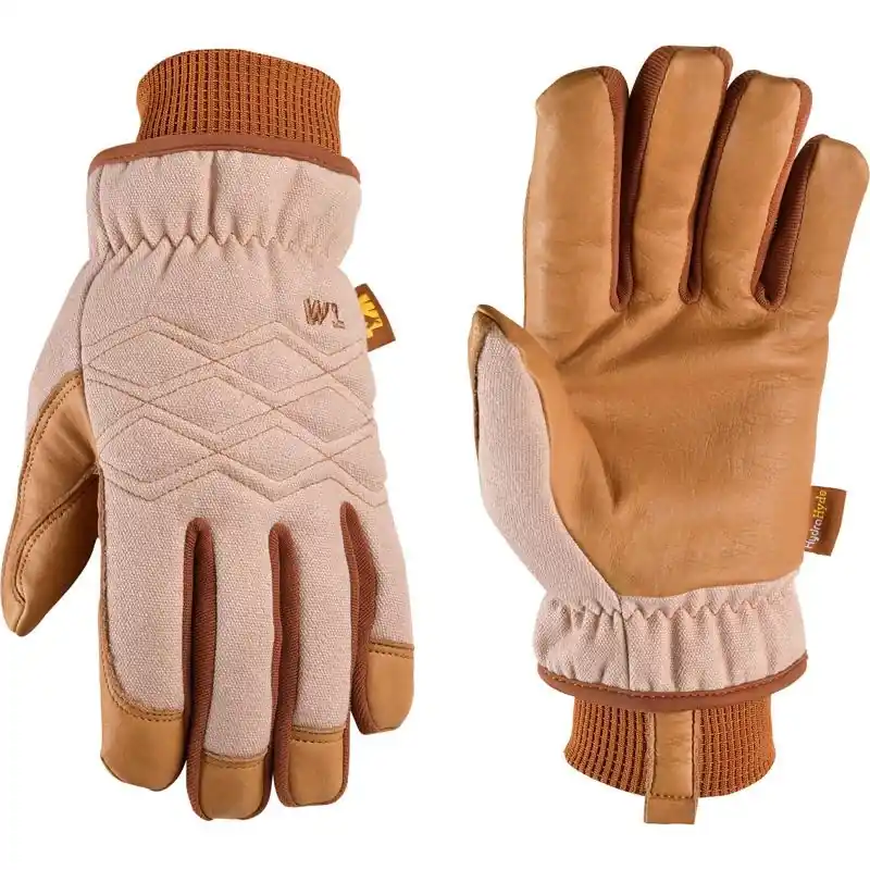 Hydrahyde Women‘s Canvas Work Gloves Brown Large 1 Pair