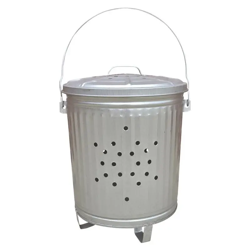 Behrens 7.5 Gallon Silver Galvanized Steel Trash Burner Can With Lid, Animal Resistant