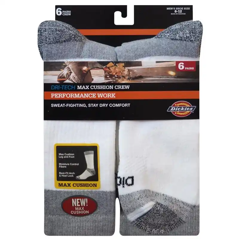 Dri-tech Men‘s 6-12 Cushion Crew Socks White