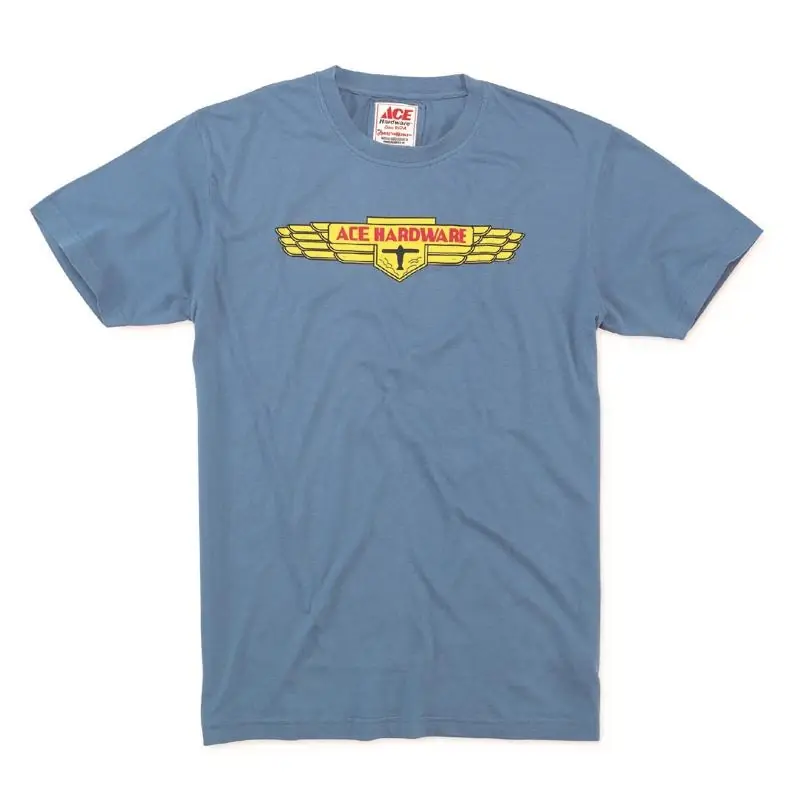 Large Men‘s Crew Neck Captains Blue Cotton Tee Shirt