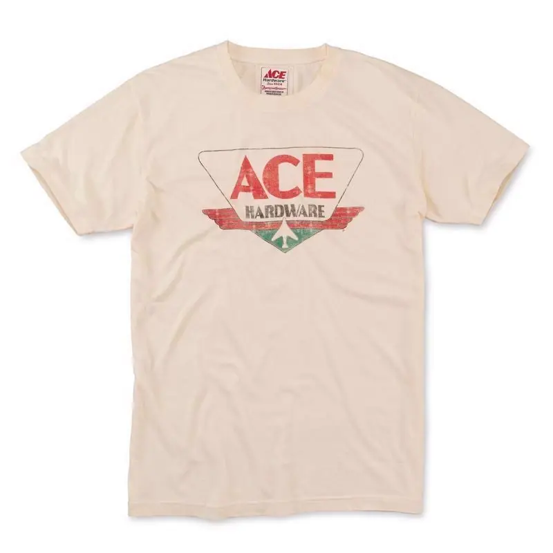 Small Short Sleeve Men‘s Crew Neck Cream Tee Shirt
