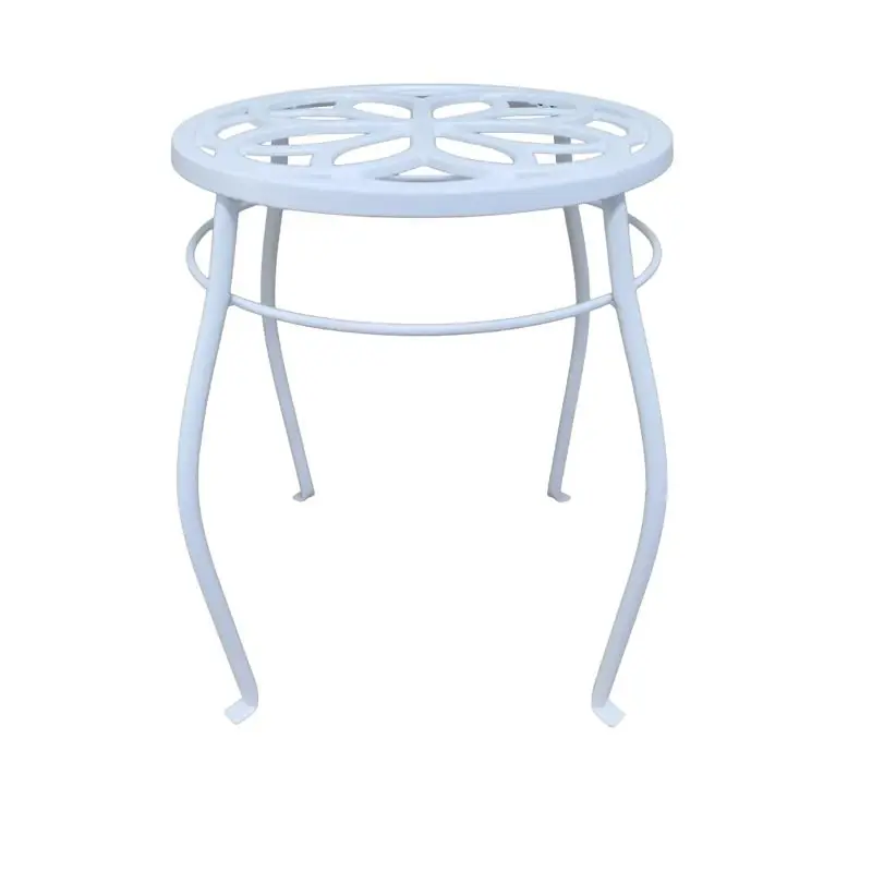 15 Inch White Cast Iron Plant Stand For Indoor And Outdoor Use