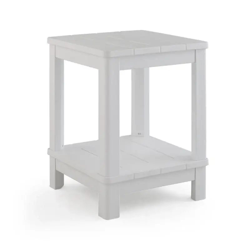 Deluxe Patio Side Table, 2 Levels, White