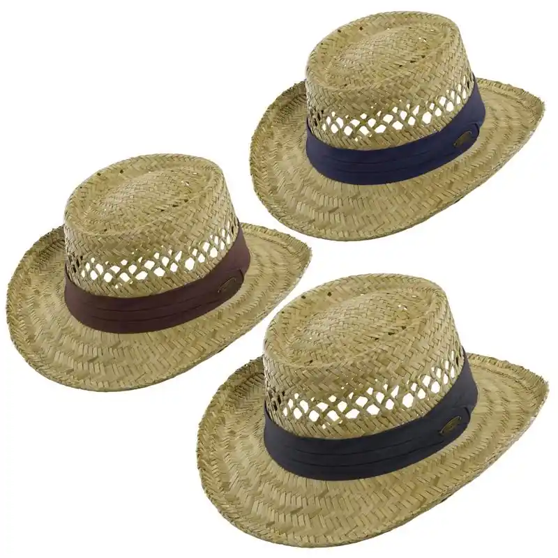 Gambler Hat Assorted Rush Straw One Size Fits Most