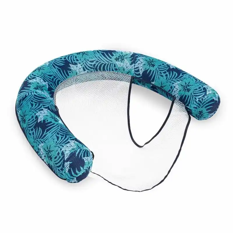 Navy Blue Inflatable Tropical Palm Float Chair – Lightweight Mesh Lounge Seat