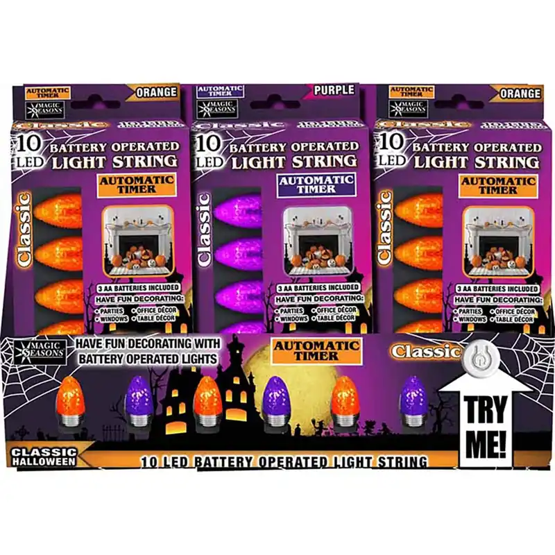Orange/purple 9 In. Prelit String Lights