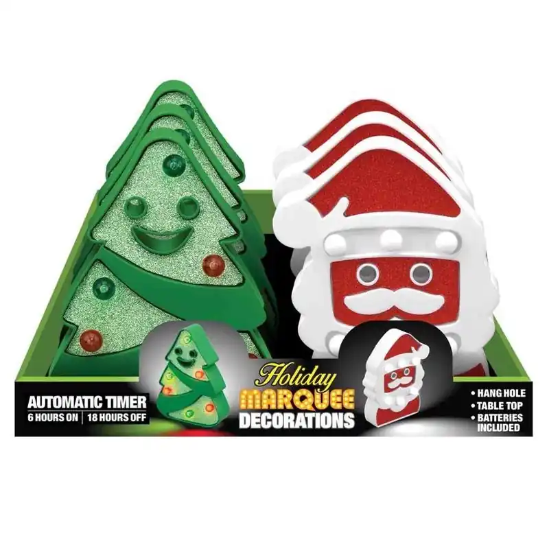 Battery‑powered Led Marquee – Assorted Christmas Tree & Santa Designs