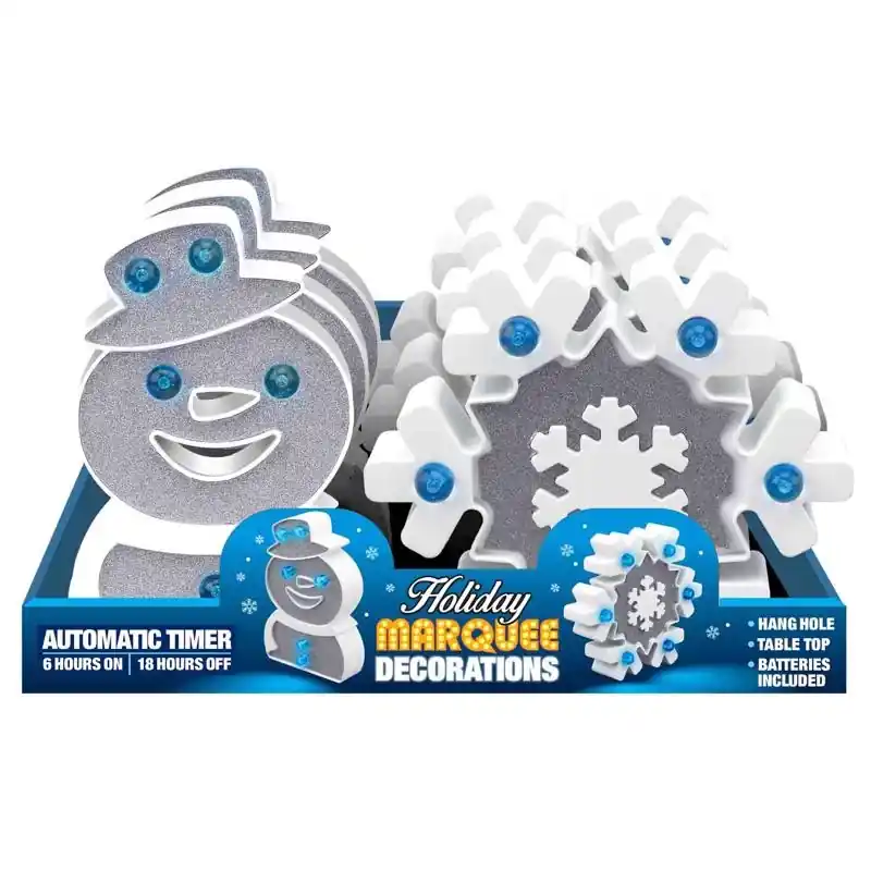 Blue/white Led Snowman Or Snowflake Marquee 10.5 X 10 X 6