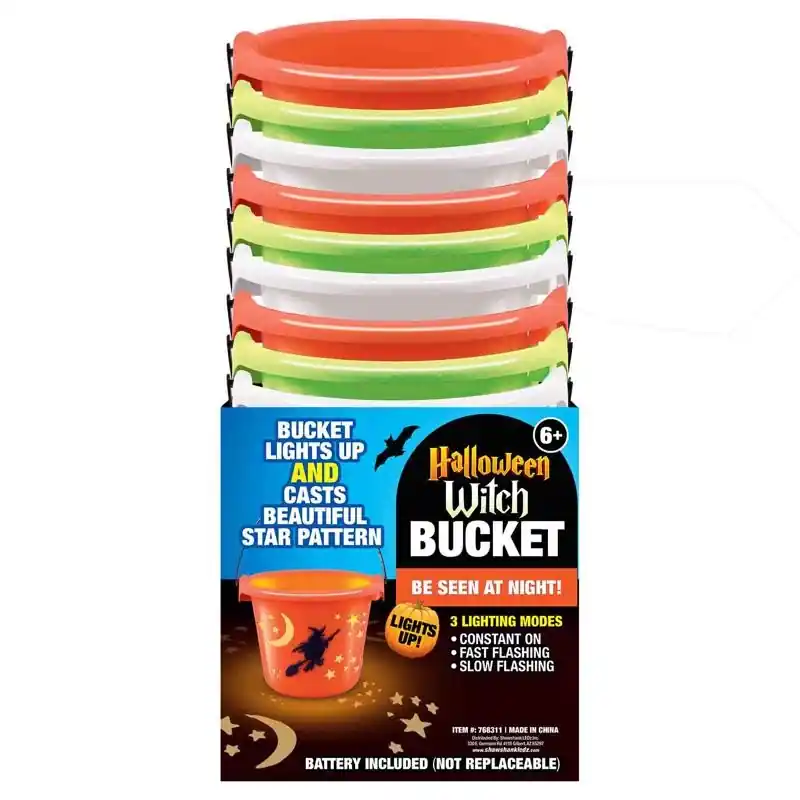 Light Up Witch Bucket 18.5 X 8.5 X 9 Inches