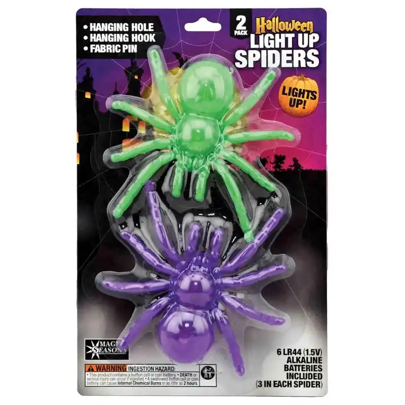 Led Light Up Spiders 2 Pk