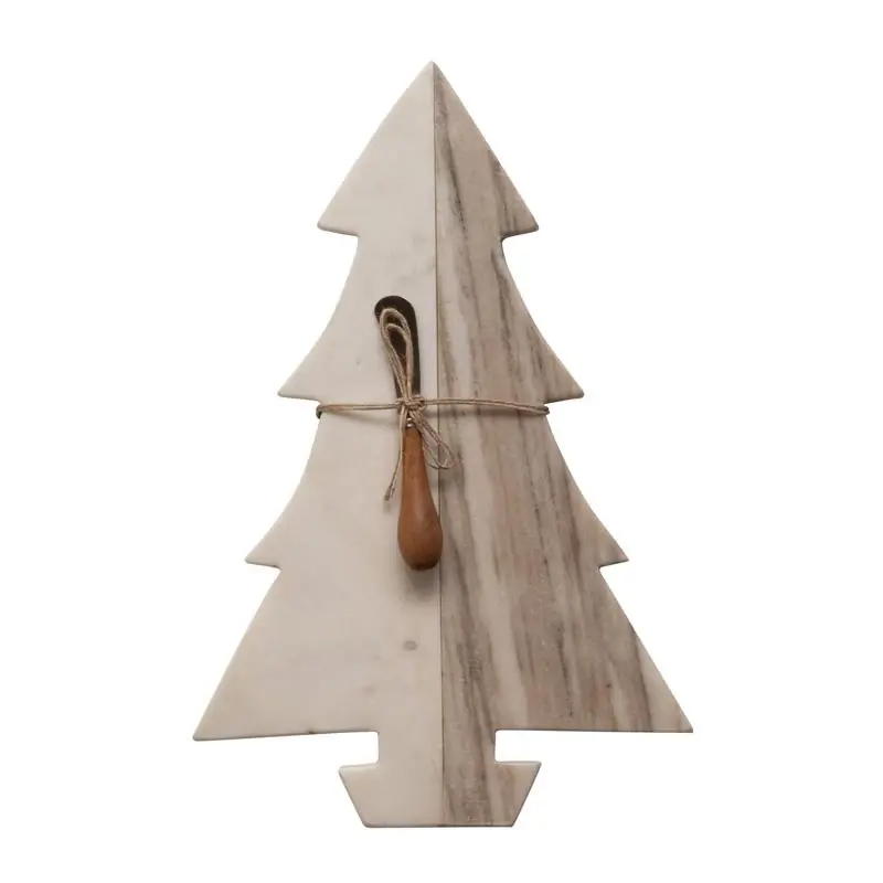 White Tree Cutting Board With Knife 20.5" Height Table Decor