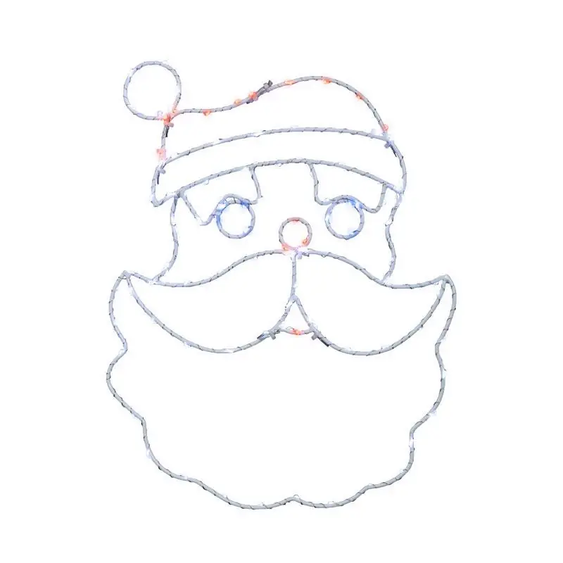 Led Red/white Santa Head Silhouette 15 Inch Hanging Decor