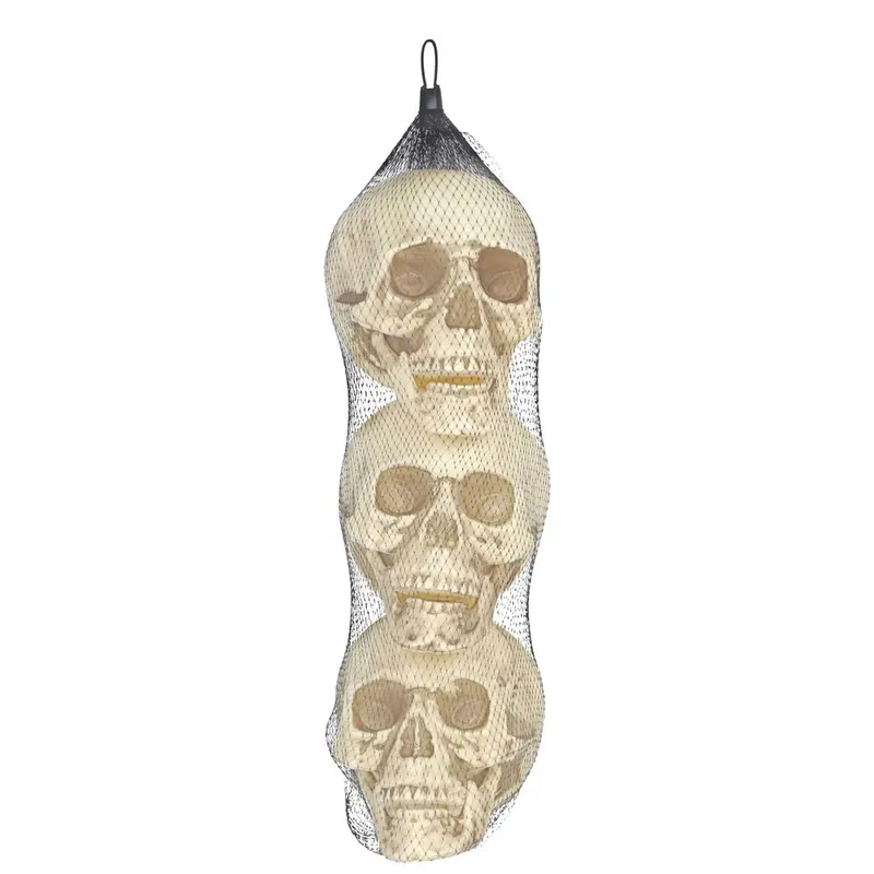 Pan Asian Creations 18.31 In. Realistic Skull Halloween Decor, Bag Of 3
