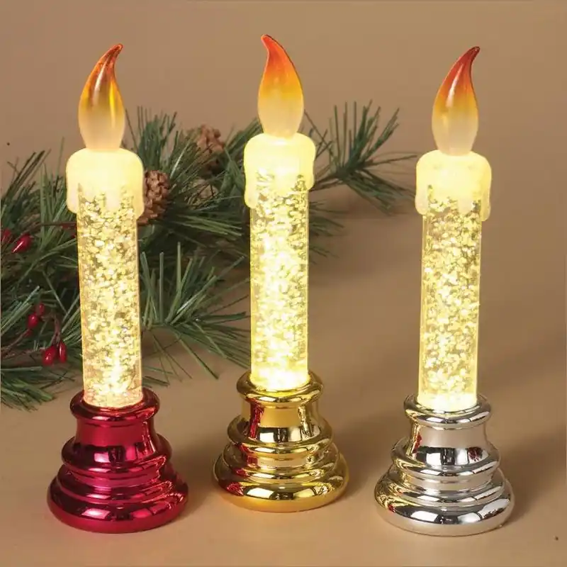 6.5‑inch Battery‑operated Glitter Water Candle – Acrylic Led Décor