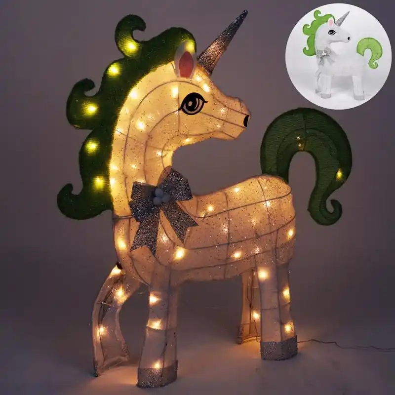 35 Inch White Fabric 3d Unicorn Yard Decor