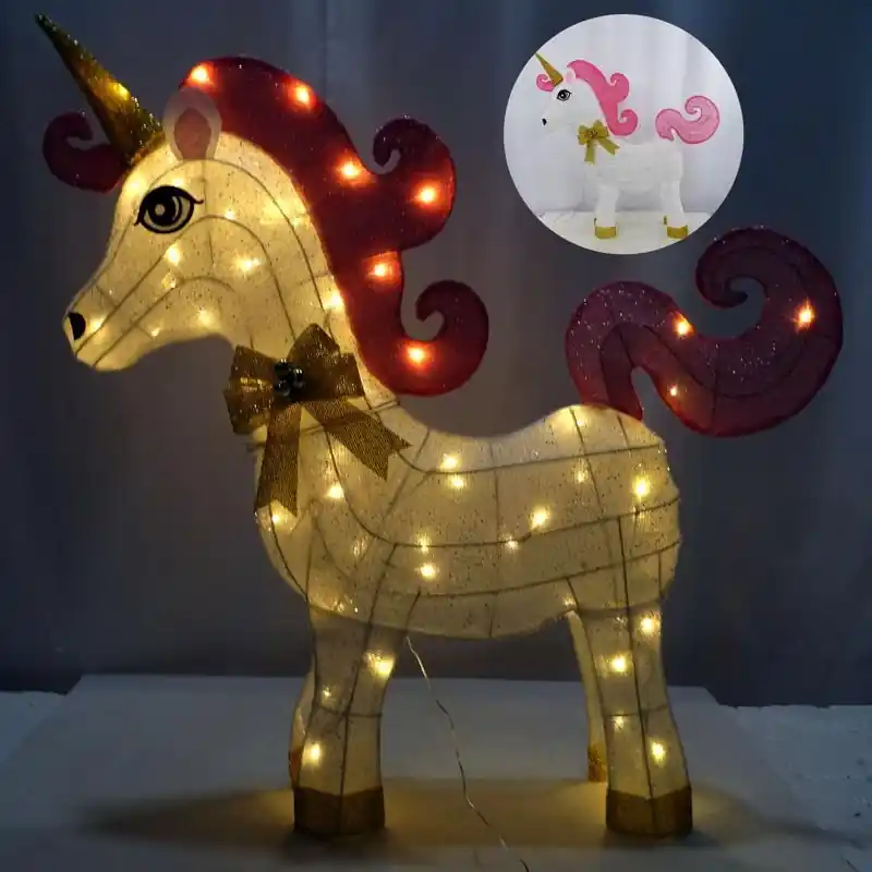 33 Inch White Fabric 3d Unicorn Yard Decor