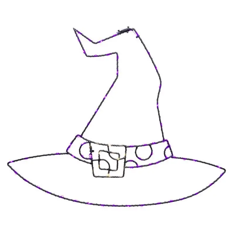 Purple 84 Ct 18.2 In. Led Prelit Illuminated Witch Hat Halloween Decor