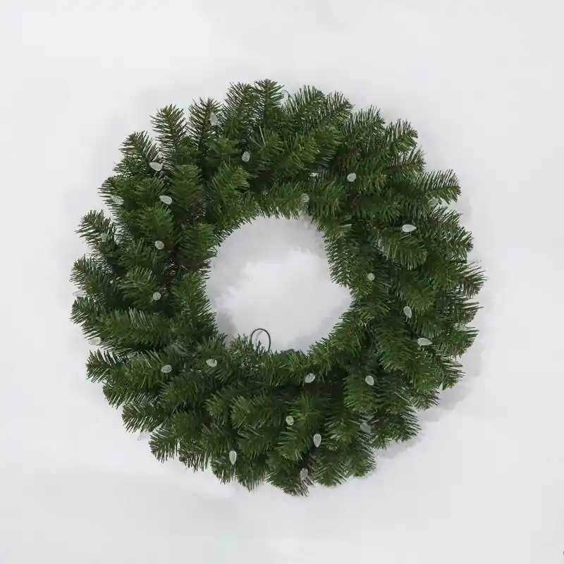 24 Inch Led Prelit Multicolored Northern Pine Wreath With 35 Bulbs