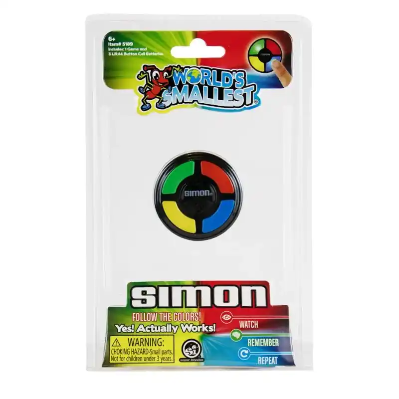World‘s Smallest Simon Game Multicolored, Battery Powered, 6+ Age