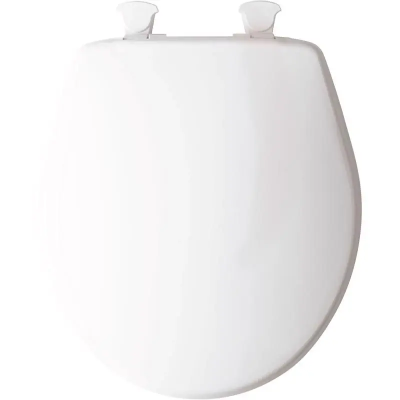 Round White Plastic Closed Front Toilet Seat With Cover