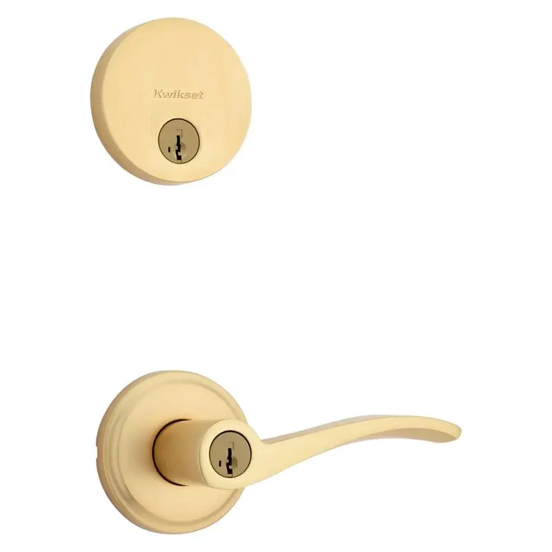 Sedona Satin Brass Lever And Single Cylinder Deadbolt 1-3/4 In.