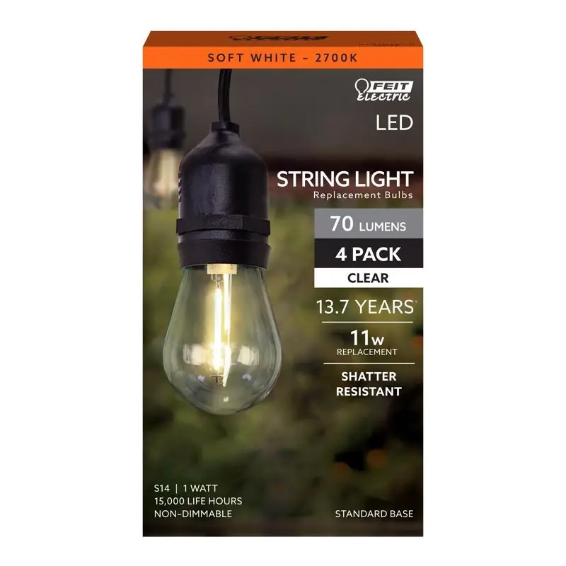 S14 E26 (medium) Filament Led Bulb Soft White 11 Watt Equivalence 4 Pk