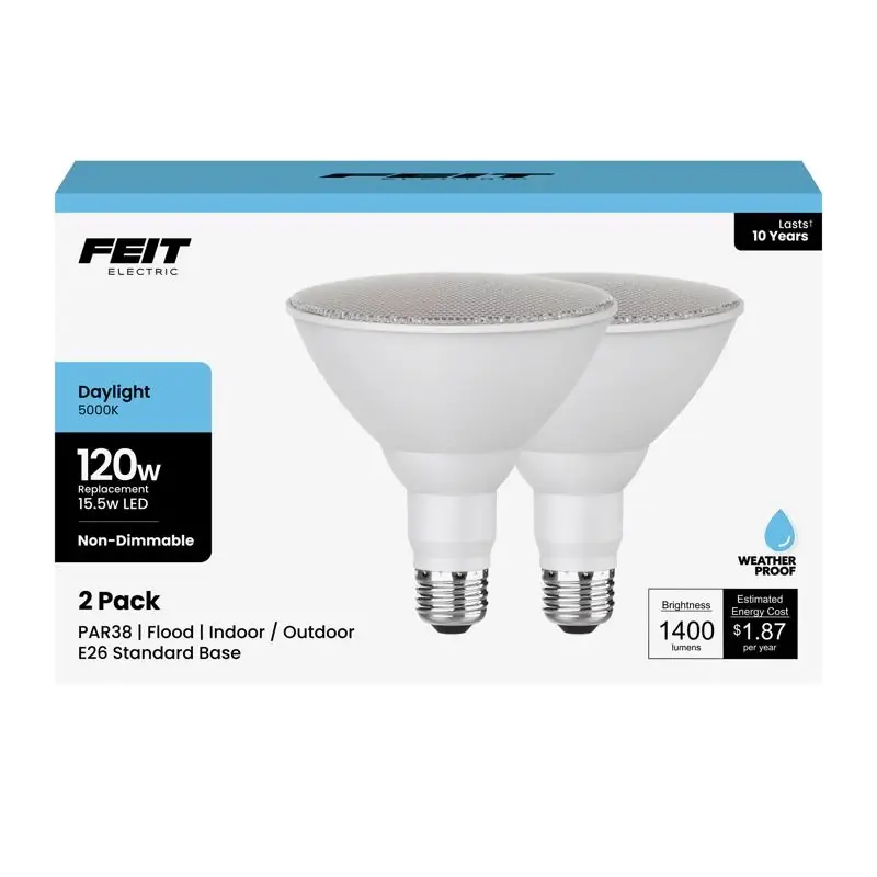 Feit Par38 E26 (medium) Led Bulb Daylight 120 Watt Equivalence 2 Pk