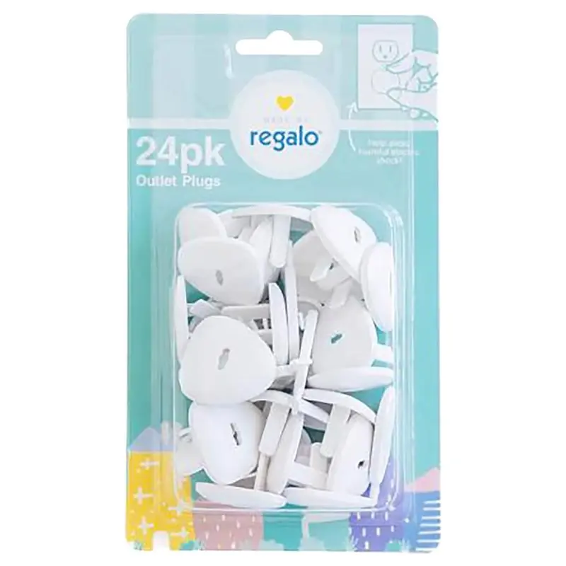 White Plastic Outlet Safety Plugs 24 Pk