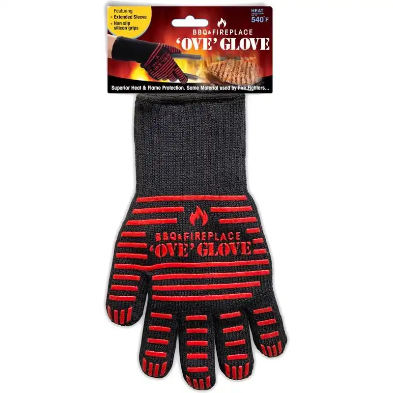 Black/red Aramid Cotton Oven Mitt, Heat Resistant To 540 Degrees