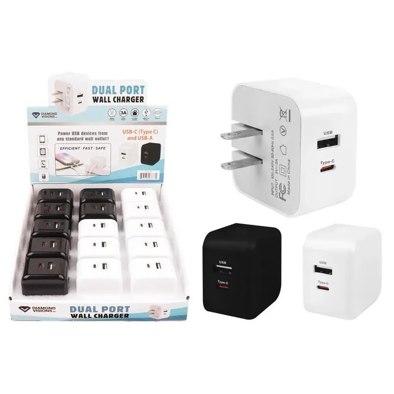 Dual Usb Wall Adapter – Compact 2‑port Charger (black/white)