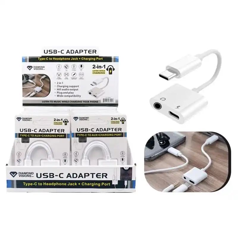 White 2 In 1 Adapter For All Smartphones