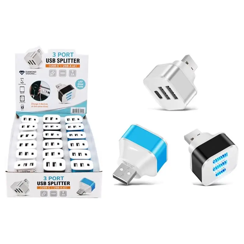 3 Port Usb Charger For Home And Auto Use