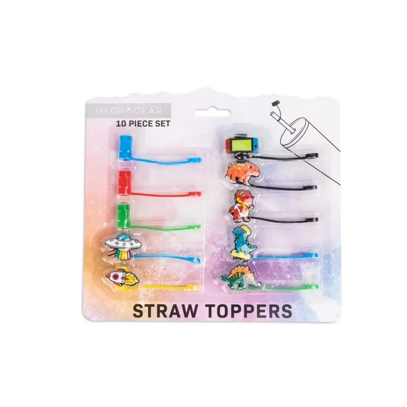 Dino Straw Topper Silicone 10 Pk