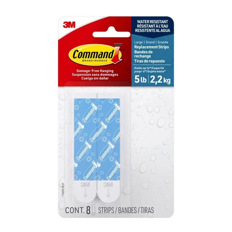 3m Command Large Foam Strips – 3.65 in., White, 5‑lb Capacity (8‑pack)