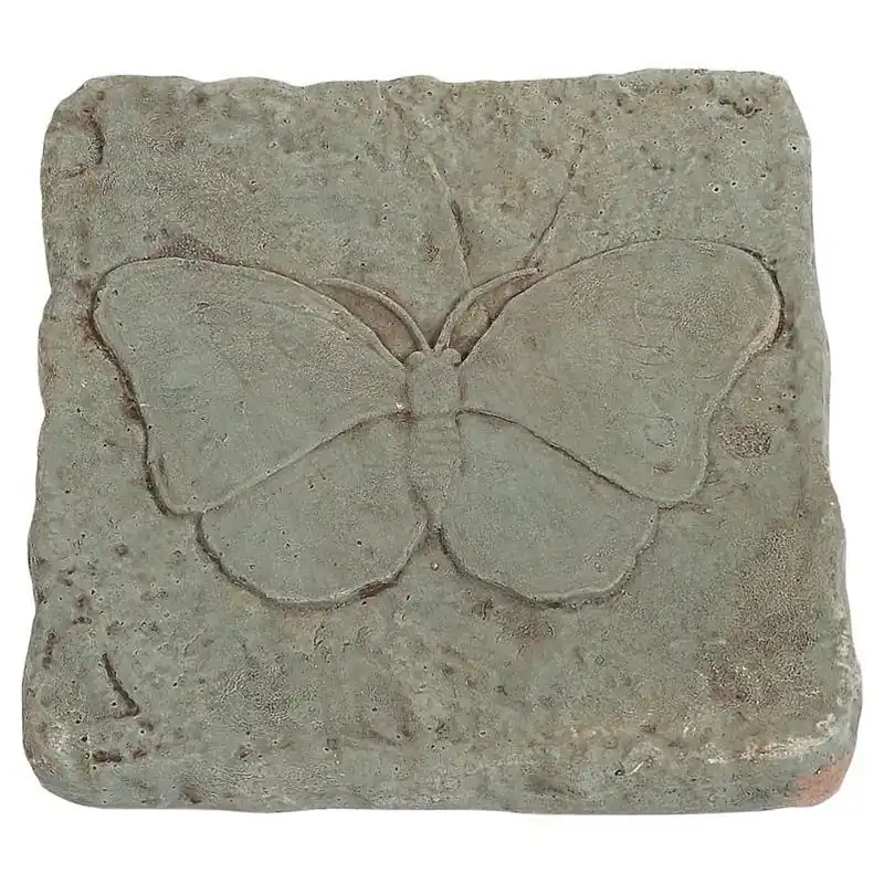 Butterfly Concrete Stepping Stone – 12" X 12" Beige/brown