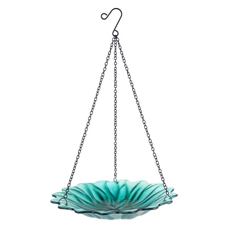 Ecocycle Blue Hanging Glass Bird Feeder – 0.63 Qt