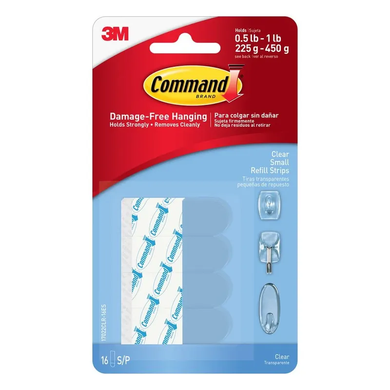 Command Small Plastic Refill Strips 2.12 In. L 16 Pk