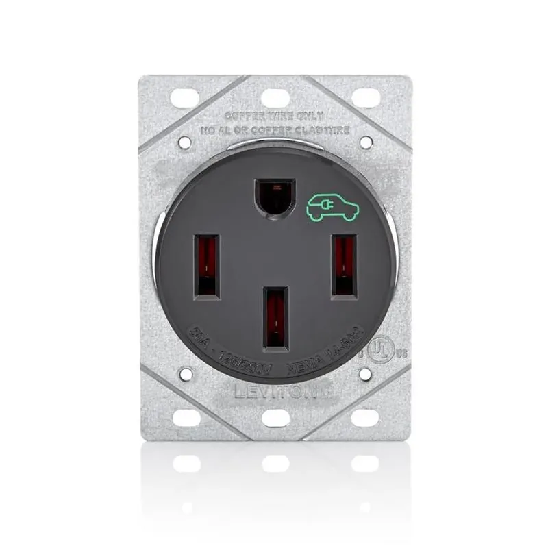 50‑amp Nema 14‑50r Black Ev Charging Receptacle – Ul/csa Certified