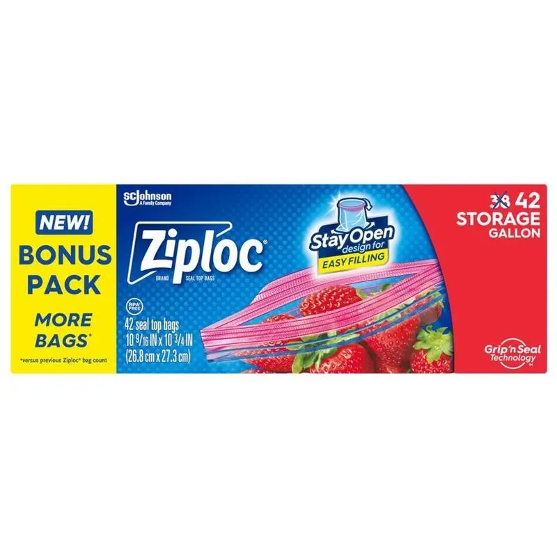 42‑count Gallon Grip ’n Seal Freezer‑safe Storage Bags