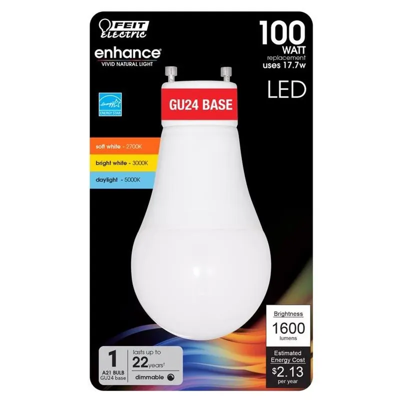 Adjustable‑white A21 Gu24 Led Light Bulb – 100w Equivalent, 1600 lm, Dimmable (1‑count)