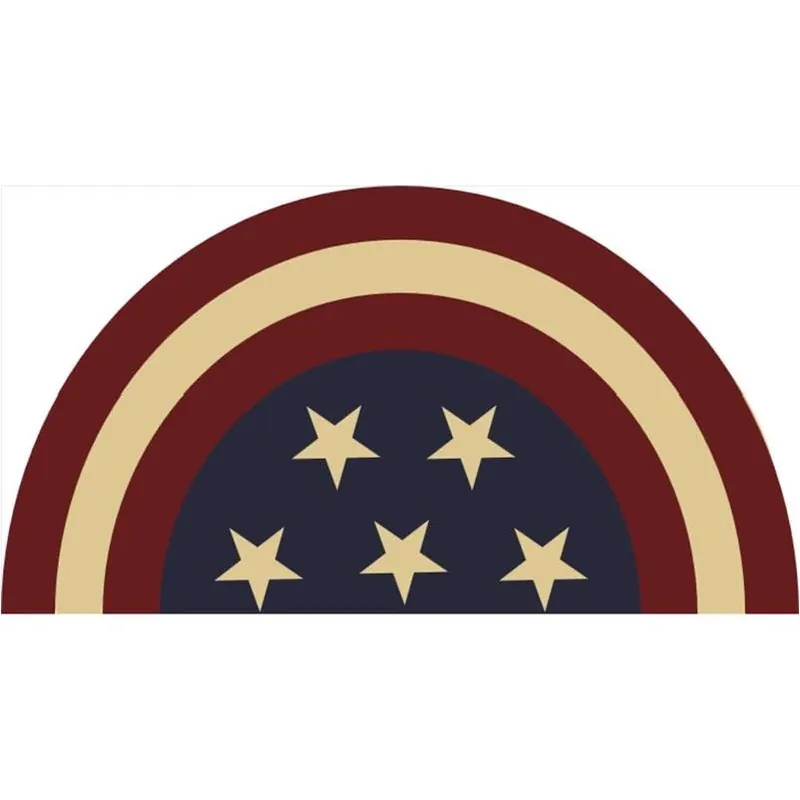Americana 18" X 28" Multi-color Half-moon Star Coir Door Mat