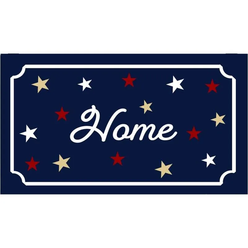 Rockport Americana Star‑stitched Coir Doormat – 18×30 in Weather‑resistant Outdoor Rug