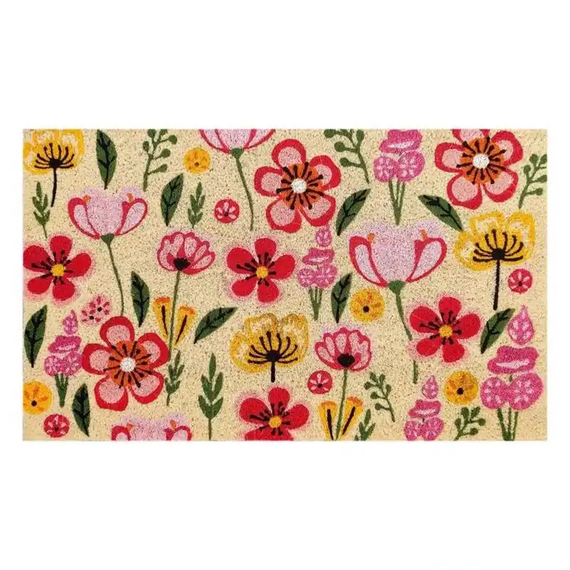 Multi‑color Floral Coir Entrance Mat – 18" × 30" Indoor/outdoor Rug
