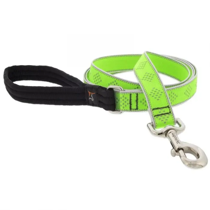 Dog Leash, Reflective Green Diamond Pattern, 1-in. X 6-ft.