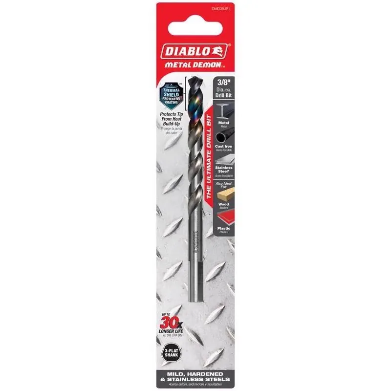 Metal Demon 3/8" X 5.2" Stainless Steel Drill Bit With 3-flat Shank
