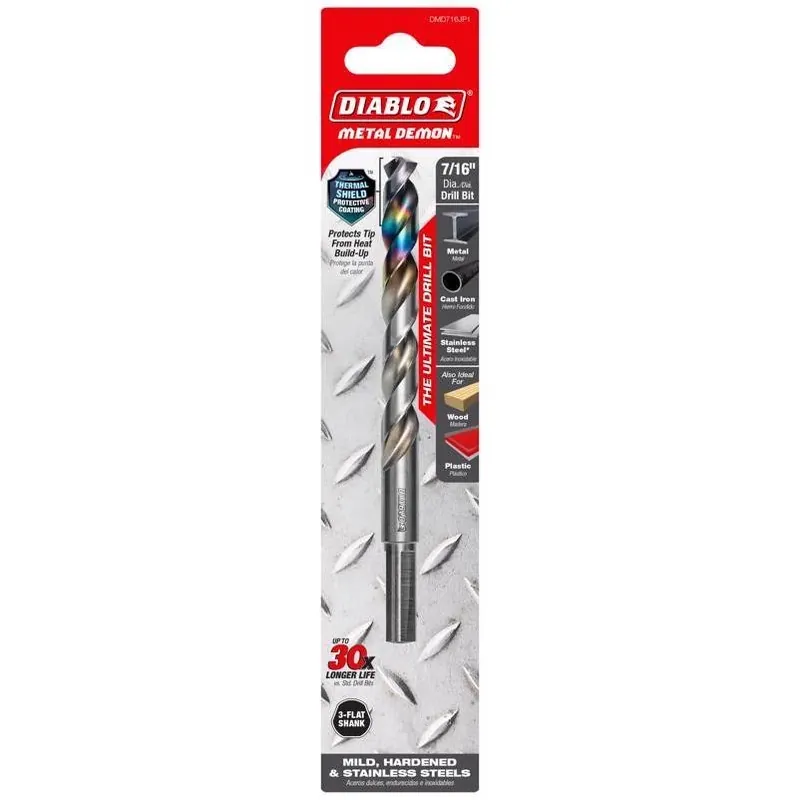 Metal Demon 7/16" Stainless Steel Drill Bit – 5.6" Length, 3‑flat Shank (1 Piece)